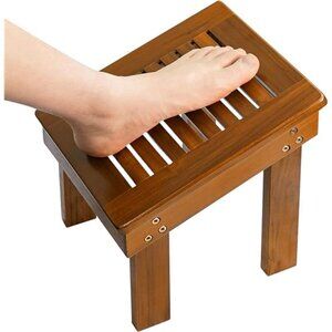 Teak Shower Stool for Shaving Legs, Shower Foot Rest for Inside Shower, Sturdy